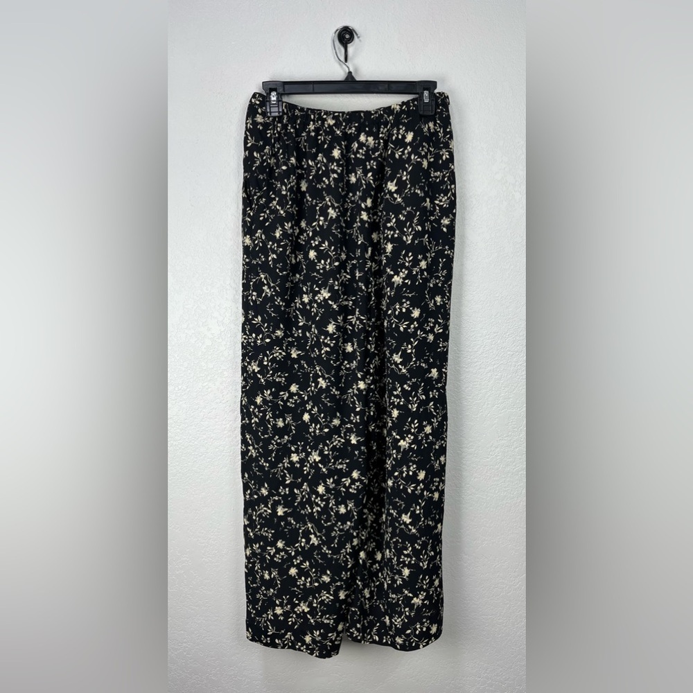 Vintage Street Wear Carole Little Wide Leg Pants Womens 10 Black Floral Print - Picture 4 of 10